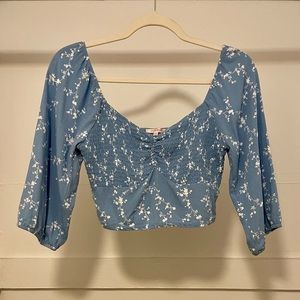 PacSun Lottie Moss Blue/White Floral Crop Top Women’s Size Medium